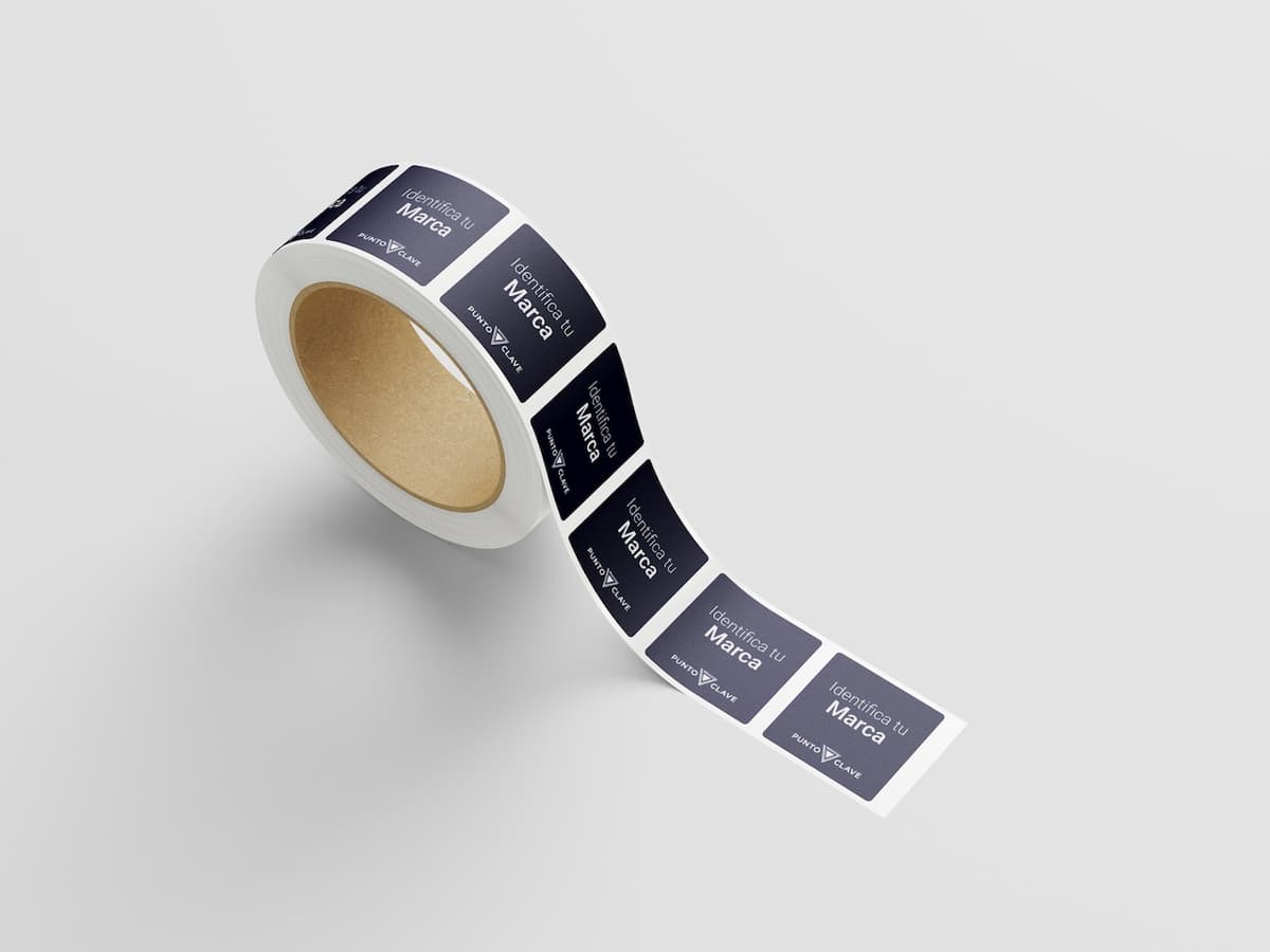 Rollo de etiquetas de vinil personalizadas con el texto Identifica tu Marca de Punto Clave