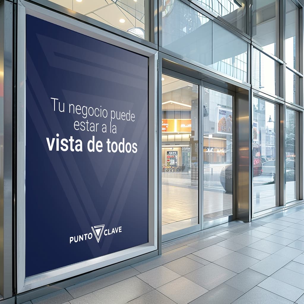 Vinil impreso con publicidad de punto clave en un espacio comercial